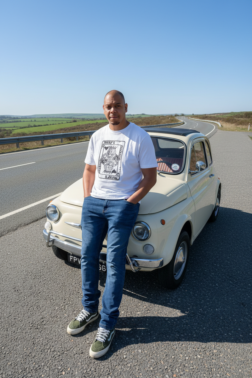 Product photo with car and road background