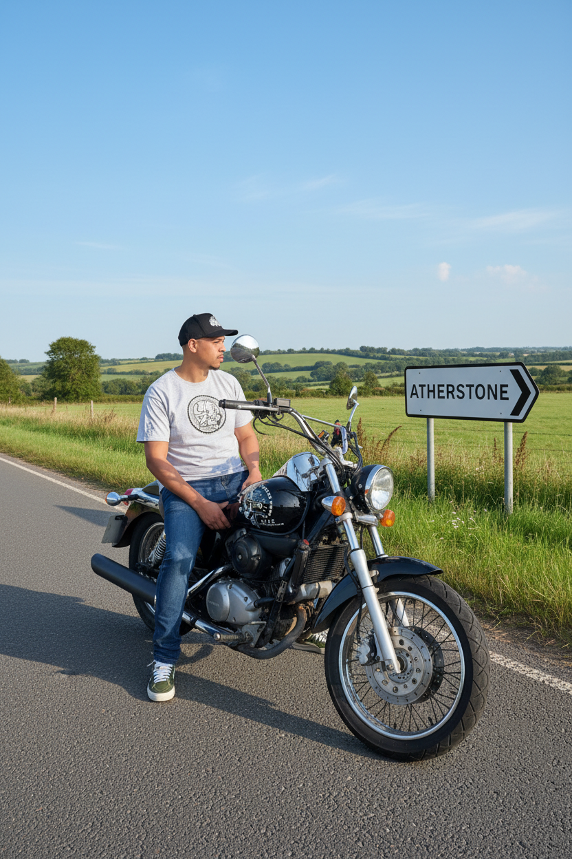 Product photo with repositioned Atherstone sign